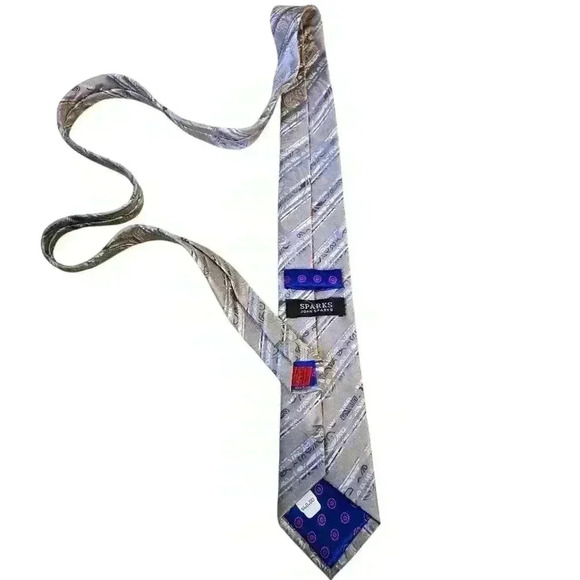 Sparks Men's Tie BrownGray Stripes - Picture 3 of 5